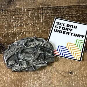 Id Rather Be Hunting Belt Buckle Deer & Ducks Vintage 1987 Siskiyou A-50 USA